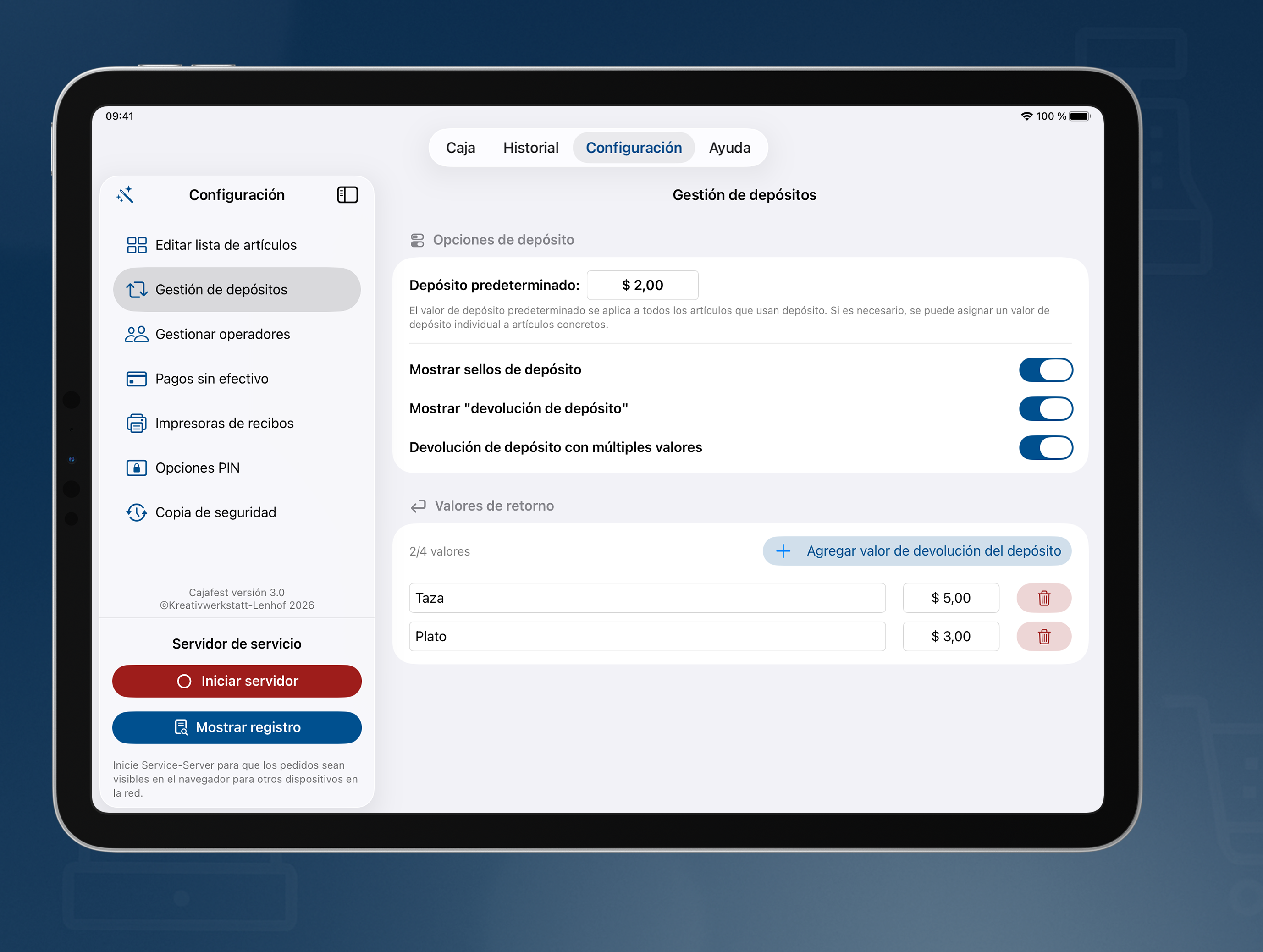 Resumen de depósitos